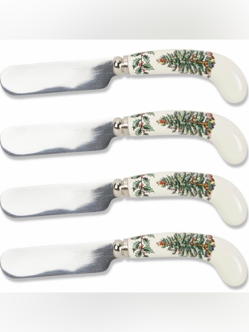 Spode Christmas Tree Butter/Cheese Spreaders, 4.75", Set of 4